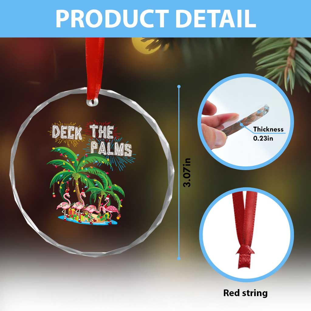 Xmas In Hawaii Crystal Glass Ornament Deck the Palms Firework Flamingo TS09 Print Your Wear