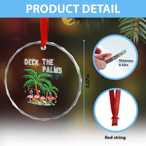 Xmas In Hawaii Crystal Glass Ornament Deck the Palms Firework Flamingo TS09 Print Your Wear