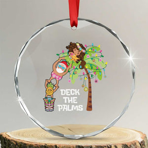 Xmas In Hawaii Crystal Glass Ornament Deck The Palms Santa Hula Girl Tiki TS11 Transparent Glass 3'' Circle Print Your Wear