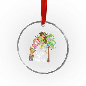 Xmas In Hawaii Crystal Glass Ornament Deck The Palms Santa Hula Girl Tiki TS11 Print Your Wear