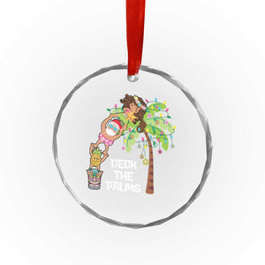 Xmas In Hawaii Crystal Glass Ornament Deck The Palms Santa Hula Girl Tiki TS11 Print Your Wear