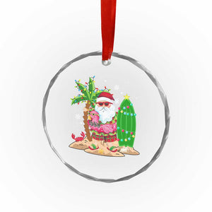 Xmas In Hawaii Crystal Glass Ornament Flamingo Float Xmas Palm Tree Surfboard Cute Santa At Beach TS09 Print Your Wear