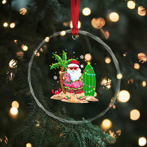 Xmas In Hawaii Crystal Glass Ornament Flamingo Float Xmas Palm Tree Surfboard Cute Santa At Beach TS09 Print Your Wear