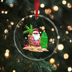 Xmas In Hawaii Crystal Glass Ornament Flamingo Float Xmas Palm Tree Surfboard Cute Santa At Beach TS09 Print Your Wear