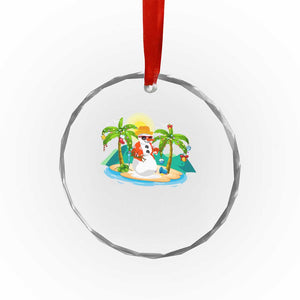 Xmas In Hawaii Crystal Glass Ornament Hawaiian Snowman Xmas Palm Tree At The Beach TS09 Print Your Wear