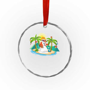 Xmas In Hawaii Crystal Glass Ornament Hawaiian Snowman Xmas Palm Tree At The Beach TS09 Print Your Wear