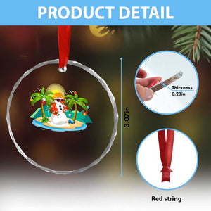 Xmas In Hawaii Crystal Glass Ornament Hawaiian Snowman Xmas Palm Tree At The Beach TS09 Print Your Wear