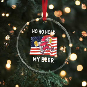 Xmas In Hawaii Crystal Glass Ornament Ho Ho Hold My Beer Drunk Santa USA Flag TS09 Print Your Wear