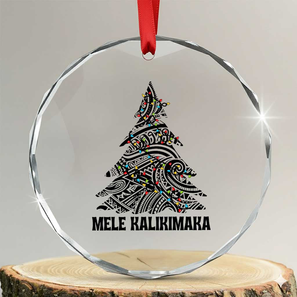 Xmas In Hawaii Crystal Glass Ornament Mele Kalikimaka Christmas Tree Kakau Tattoo TS11 Transparent Glass 3'' Circle Print Your Wear