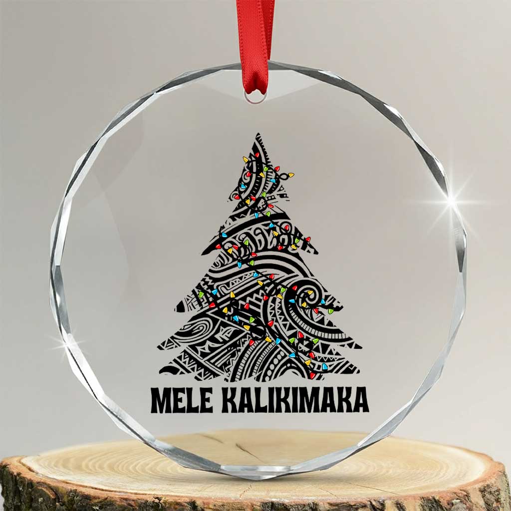 Xmas In Hawaii Crystal Glass Ornament Mele Kalikimaka Christmas Tree Kakau Tattoo TS11 Transparent Glass 3'' Circle Print Your Wear
