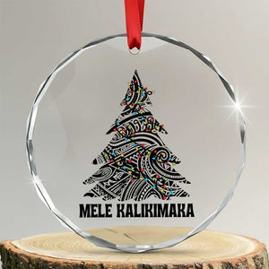 Xmas In Hawaii Crystal Glass Ornament Mele Kalikimaka Christmas Tree Kakau Tattoo TS11 Transparent Glass 3'' Circle Print Your Wear
