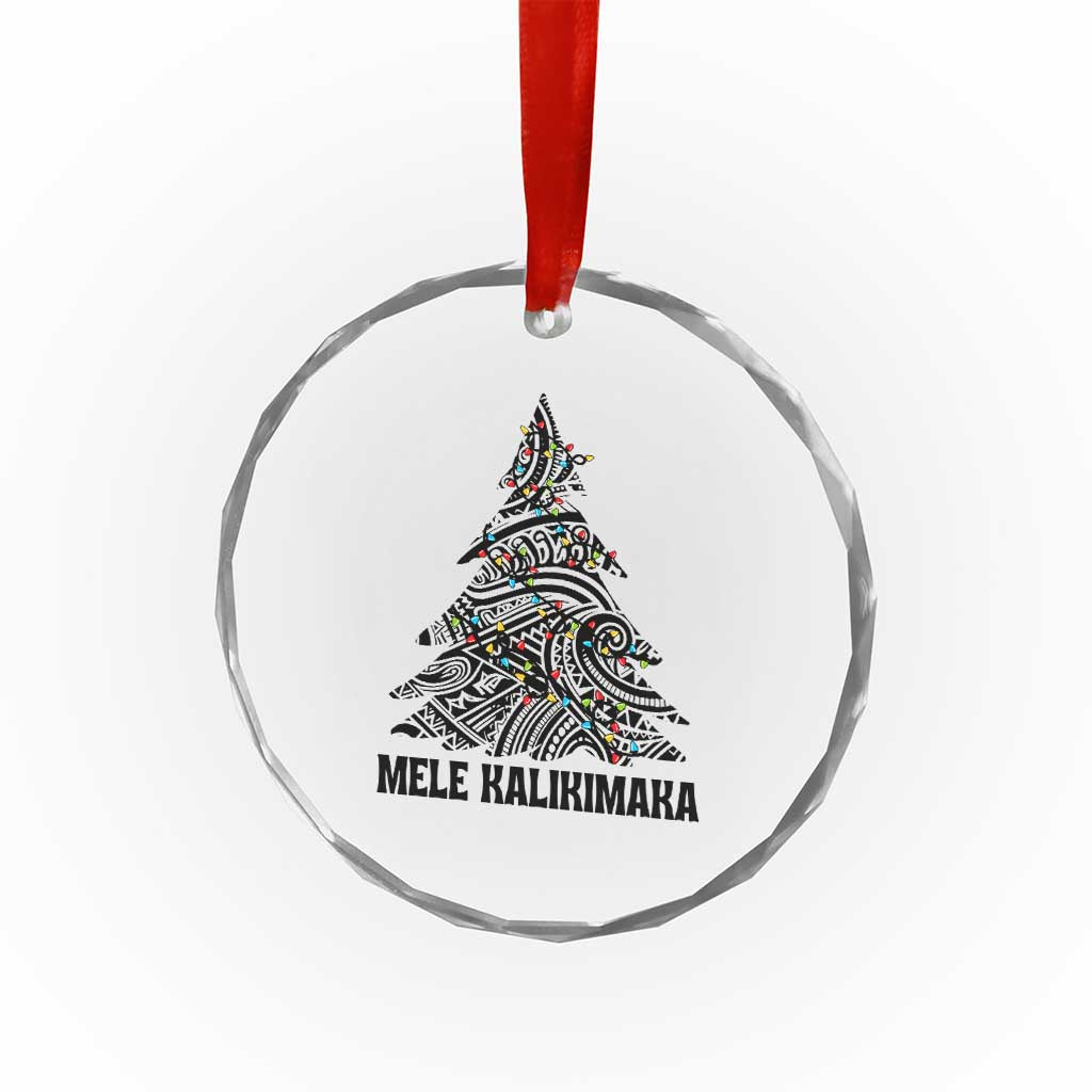 Xmas In Hawaii Crystal Glass Ornament Mele Kalikimaka Christmas Tree Kakau Tattoo TS11 Print Your Wear