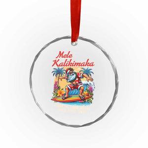 Xmas In Hawaii Crystal Glass Ornament Mele Kalikimaka From The Land Where Palm Trees Sway Surfing Santa TS11 Print Your Wear