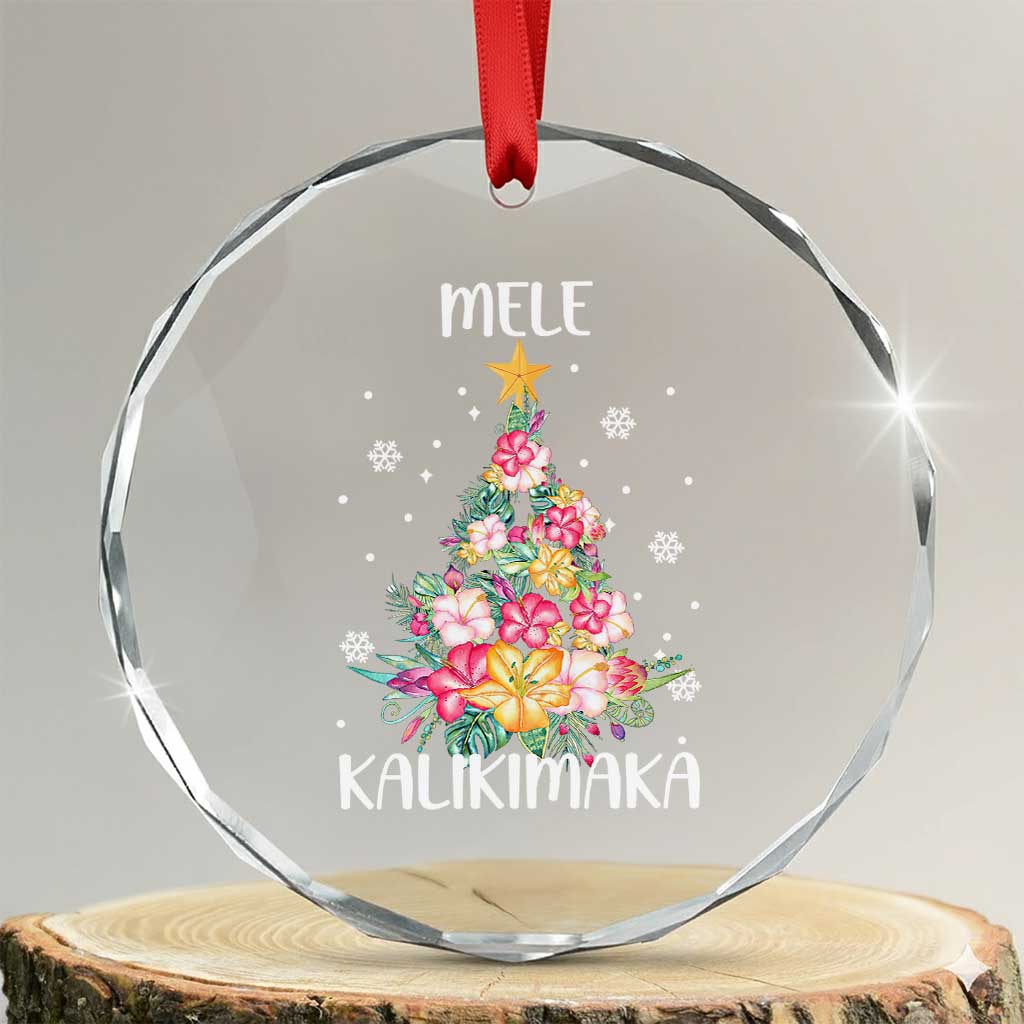 Xmas In Hawaii Crystal Glass Ornament Mele Kalikimaka Hawaiian Christmas Tree Tropical Flower TS09 Transparent Glass 3'' Circle Print Your Wear