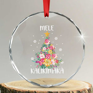Xmas In Hawaii Crystal Glass Ornament Mele Kalikimaka Hawaiian Christmas Tree Tropical Flower TS09 Transparent Glass 3'' Circle Print Your Wear