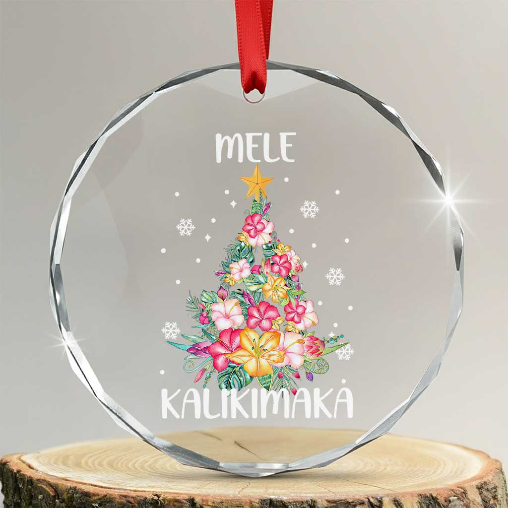 Xmas In Hawaii Crystal Glass Ornament Mele Kalikimaka Hawaiian Christmas Tree Tropical Flower TS09 Transparent Glass 3'' Circle Print Your Wear