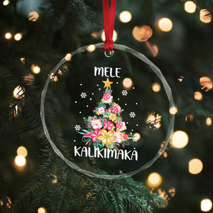 Xmas In Hawaii Crystal Glass Ornament Mele Kalikimaka Hawaiian Christmas Tree Tropical Flower TS09 Print Your Wear