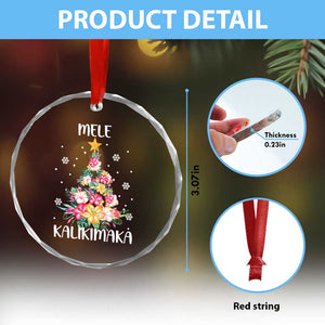 Xmas In Hawaii Crystal Glass Ornament Mele Kalikimaka Hawaiian Christmas Tree Tropical Flower TS09 Print Your Wear