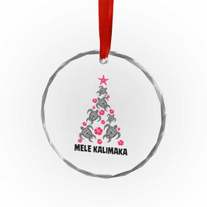Xmas In Hawaii Crystal Glass Ornament Mele Kalikimaka Kakau Tattoo Turtle Tree TS11 Print Your Wear