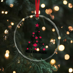 Xmas In Hawaii Crystal Glass Ornament Mele Kalikimaka Kakau Tattoo Turtle Tree TS11 Print Your Wear