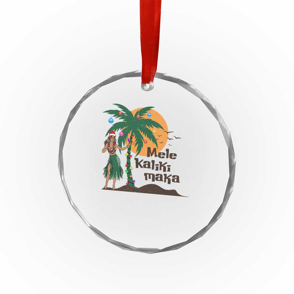 Xmas In Hawaii Crystal Glass Ornament Mele Kalikimaka Retro Hula Girls Santa Hat TS11 Print Your Wear