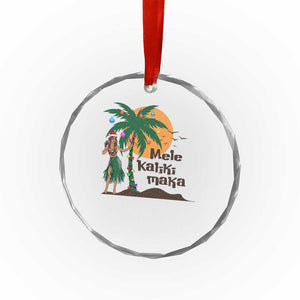 Xmas In Hawaii Crystal Glass Ornament Mele Kalikimaka Retro Hula Girls Santa Hat TS11 Print Your Wear
