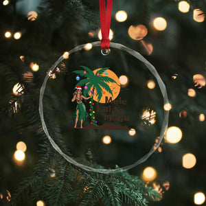 Xmas In Hawaii Crystal Glass Ornament Mele Kalikimaka Retro Hula Girls Santa Hat TS11 Print Your Wear