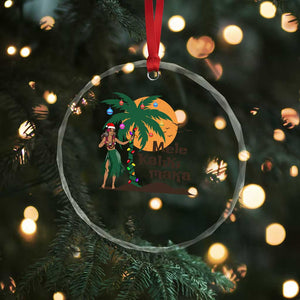 Xmas In Hawaii Crystal Glass Ornament Mele Kalikimaka Retro Hula Girls Santa Hat TS11 Print Your Wear