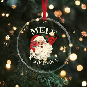 Xmas In Hawaii Crystal Glass Ornament Mele Kalikimaka Retro Santa Shaka Aloha TS11 Print Your Wear