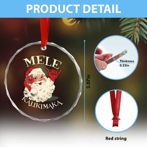 Xmas In Hawaii Crystal Glass Ornament Mele Kalikimaka Retro Santa Shaka Aloha TS11 Print Your Wear