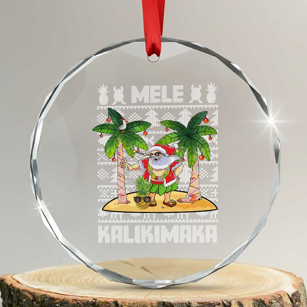 Xmas In Hawaii Crystal Glass Ornament Mele Kalikimaka Santa Hawaiian Christmas Hula Dance TS09 Transparent Glass 3'' Circle Print Your Wear
