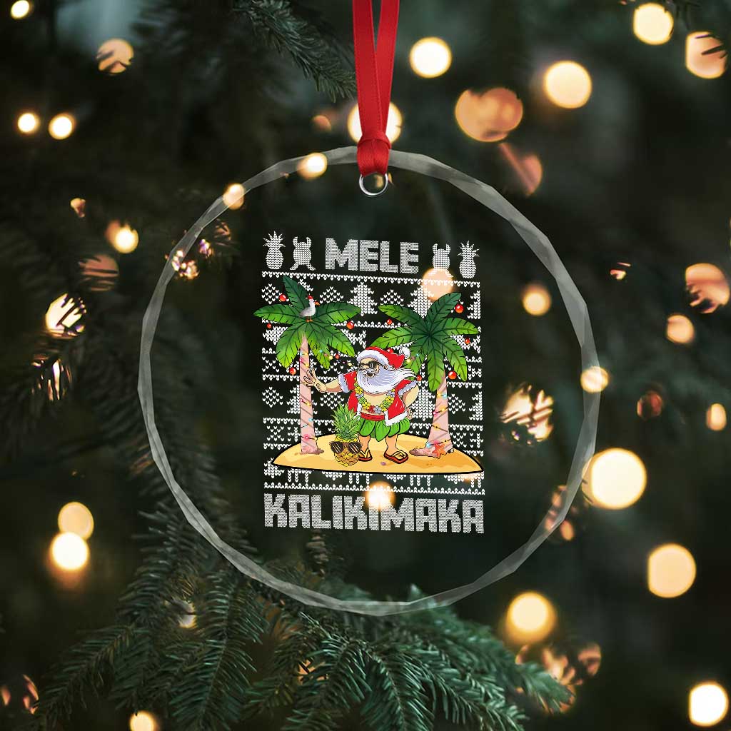 Xmas In Hawaii Crystal Glass Ornament Mele Kalikimaka Santa Hawaiian Christmas Hula Dance TS09 Print Your Wear