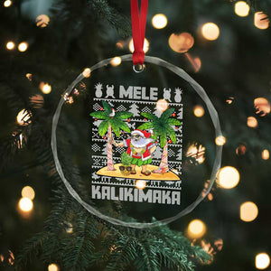 Xmas In Hawaii Crystal Glass Ornament Mele Kalikimaka Santa Hawaiian Christmas Hula Dance TS09 Print Your Wear