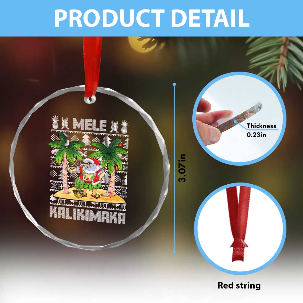Xmas In Hawaii Crystal Glass Ornament Mele Kalikimaka Santa Hawaiian Christmas Hula Dance TS09 Print Your Wear