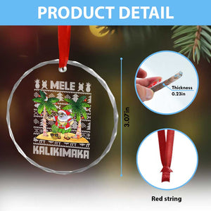 Xmas In Hawaii Crystal Glass Ornament Mele Kalikimaka Santa Hawaiian Christmas Hula Dance TS09 Print Your Wear
