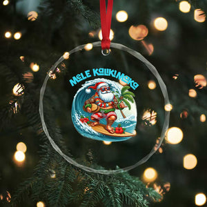 Xmas In Hawaii Crystal Glass Ornament Mele Kalikimaka Santa Surfing Hibiscus TS11 Print Your Wear