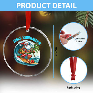 Xmas In Hawaii Crystal Glass Ornament Mele Kalikimaka Santa Surfing Hibiscus TS11 Print Your Wear