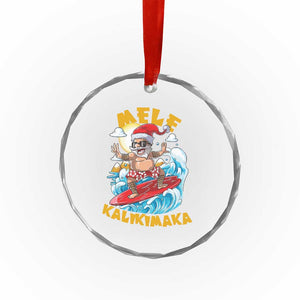 Xmas In Hawaii Crystal Glass Ornament Mele Kalikimaka Surfing Santa Kakau Tattoo TS11 Print Your Wear