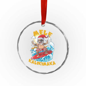 Xmas In Hawaii Crystal Glass Ornament Mele Kalikimaka Surfing Santa Kakau Tattoo TS11 Print Your Wear