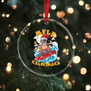 Xmas In Hawaii Crystal Glass Ornament Mele Kalikimaka Surfing Santa Kakau Tattoo TS11 Print Your Wear