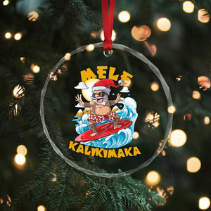 Xmas In Hawaii Crystal Glass Ornament Mele Kalikimaka Surfing Santa Kakau Tattoo TS11 Print Your Wear