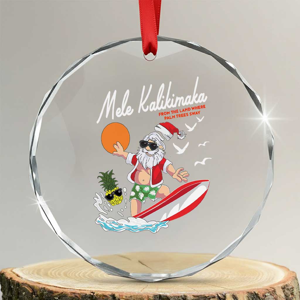 Xmas In Hawaii Crystal Glass Ornament Mele Kalikimaka Surfing Santa Vintage Hawaiian Christmas TS09 Transparent Glass 3'' Circle Print Your Wear