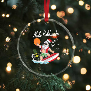 Xmas In Hawaii Crystal Glass Ornament Mele Kalikimaka Surfing Santa Vintage Hawaiian Christmas TS09 Print Your Wear