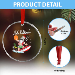 Xmas In Hawaii Crystal Glass Ornament Mele Kalikimaka Surfing Santa Vintage Hawaiian Christmas TS09 Print Your Wear