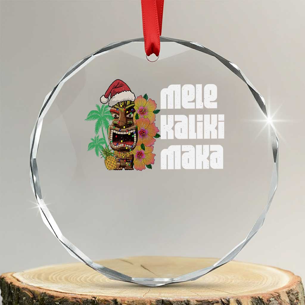 Xmas In Hawaii Crystal Glass Ornament Mele Kalikimaka Tiki Hibiscus Flower Santa Hat TS11 Transparent Glass 3'' Circle Print Your Wear