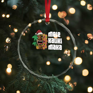Xmas In Hawaii Crystal Glass Ornament Mele Kalikimaka Tiki Hibiscus Flower Santa Hat TS11 Print Your Wear