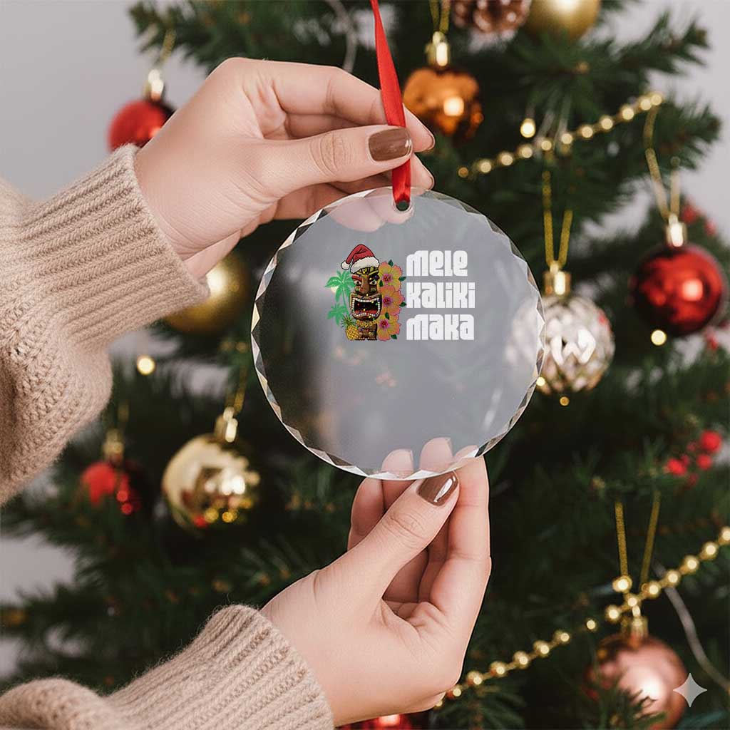 Xmas In Hawaii Crystal Glass Ornament Mele Kalikimaka Tiki Hibiscus Flower Santa Hat TS11 Print Your Wear