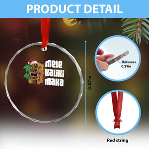 Xmas In Hawaii Crystal Glass Ornament Mele Kalikimaka Tiki Hibiscus Flower Santa Hat TS11 Print Your Wear
