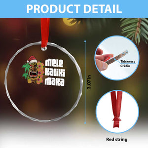 Xmas In Hawaii Crystal Glass Ornament Mele Kalikimaka Tiki Hibiscus Flower Santa Hat TS11 Print Your Wear