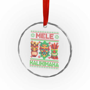Xmas In Hawaii Crystal Glass Ornament Mele Kalikimaka Ugly Tikis Kakau Tattoo TS11 Print Your Wear